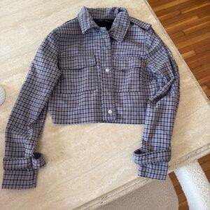 Wild Fable Purple Plaid Button Down Cropped Jacket